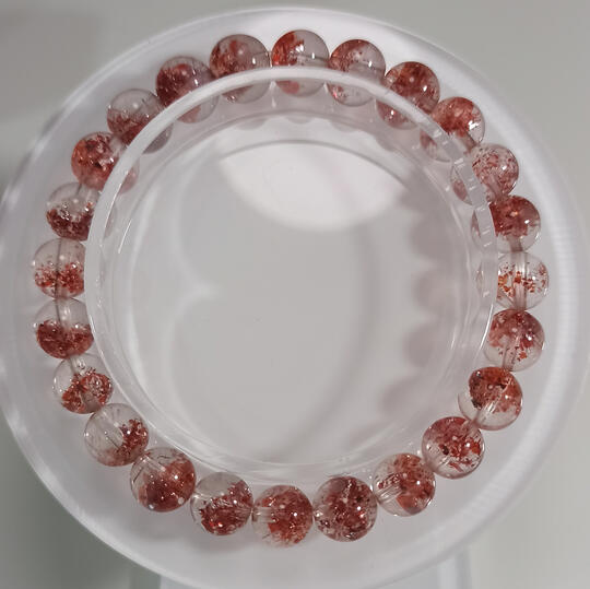 J.J. Crystal|超七 金草莓 毒液|半盆山型透體等級天然晶礦手珠