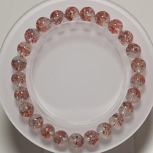 J.J. Crystal|超七 金草莓 毒液|半盆山型透體等級天然晶礦手珠